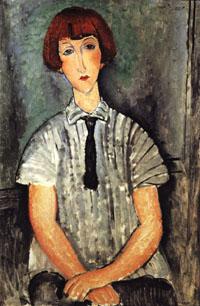 Amedeo Modigliani Yound Woman in a Striped Blouse France oil painting art